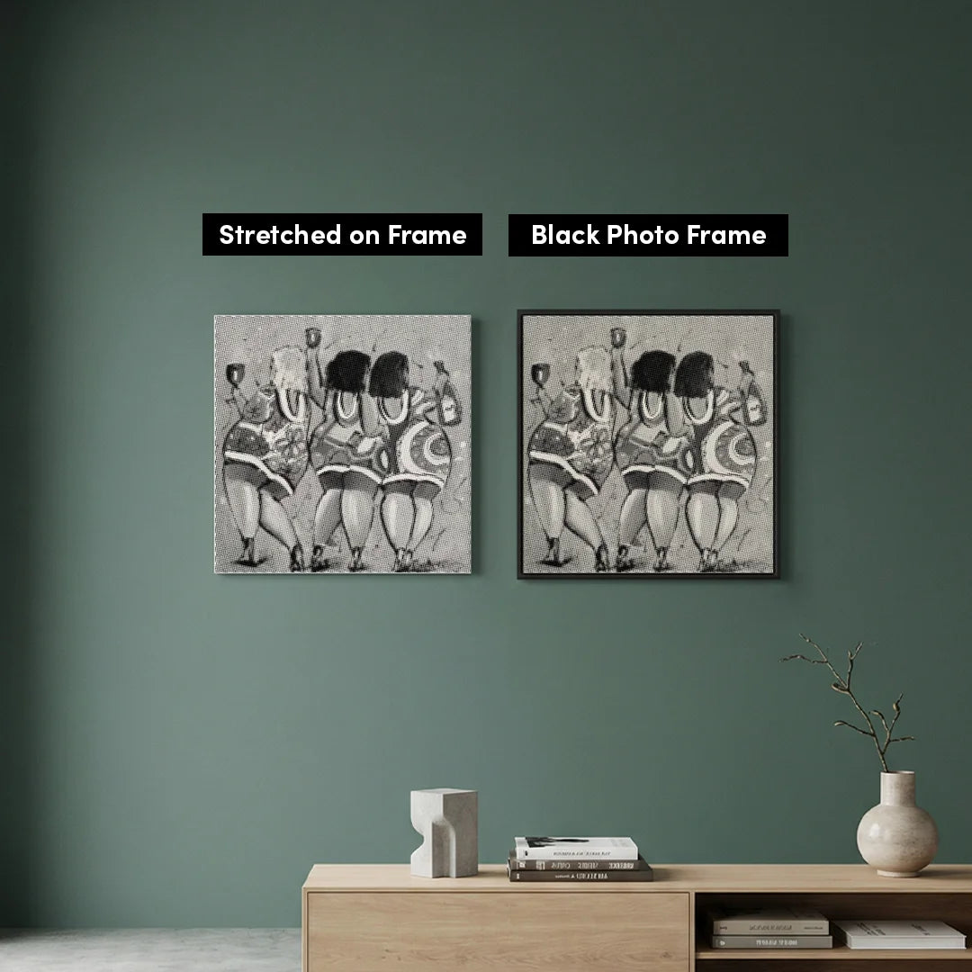 Les dames heureuses gagnent la peinture à points