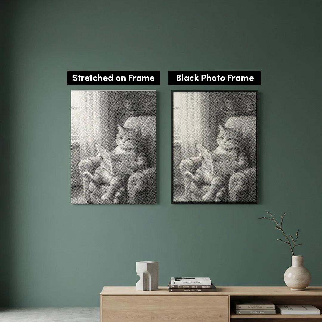 Chat sur une peinture à points de canapé