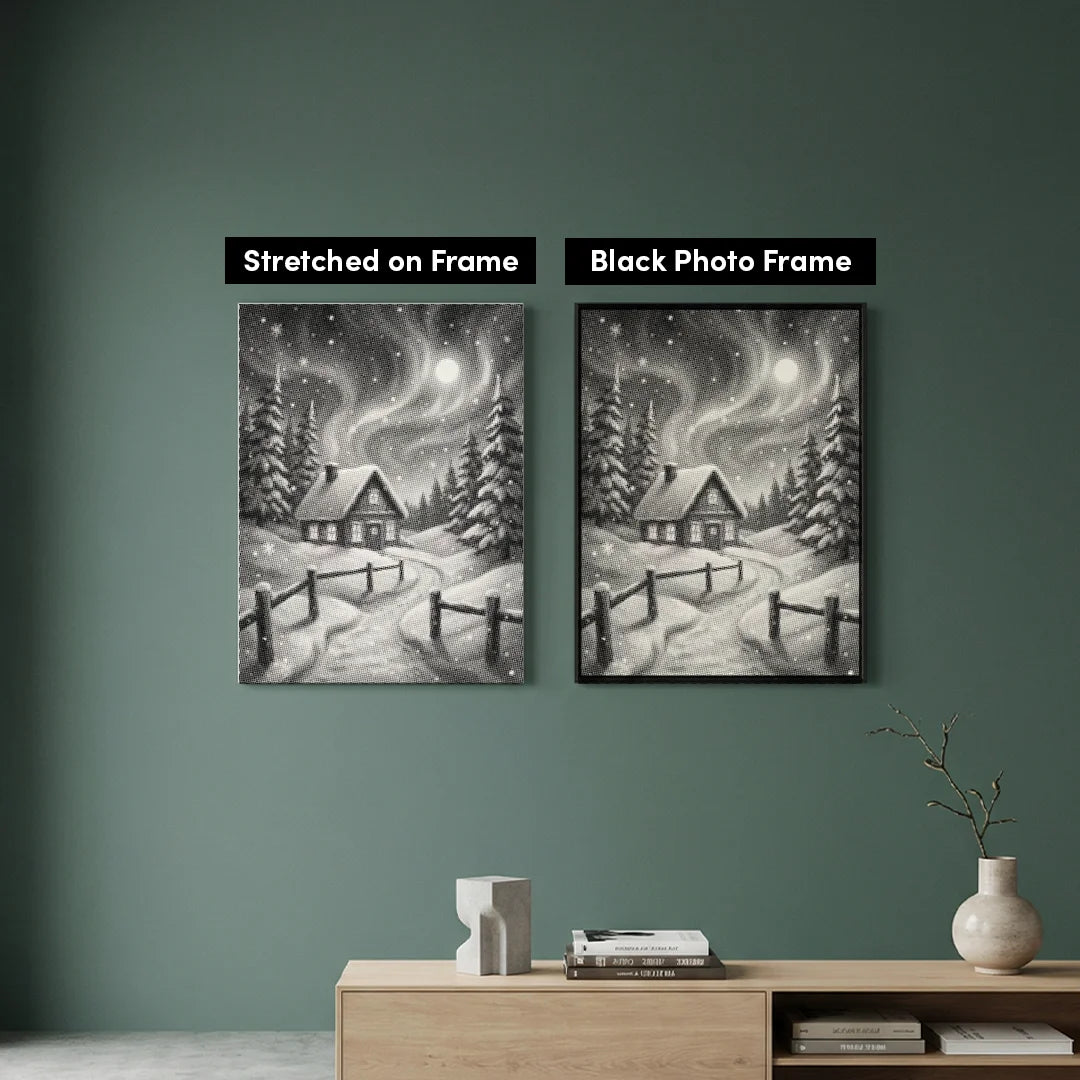 Peinture à points de paysage d’hiver