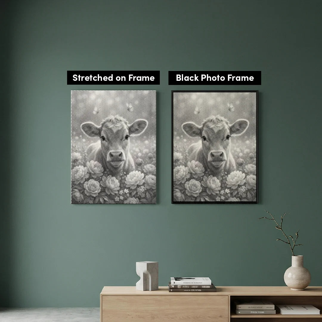 Vache avec peinture à pois de fleurs