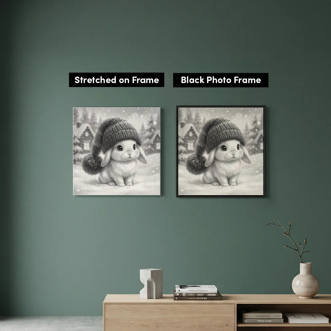 Peinture à pois de lapin d’hiver