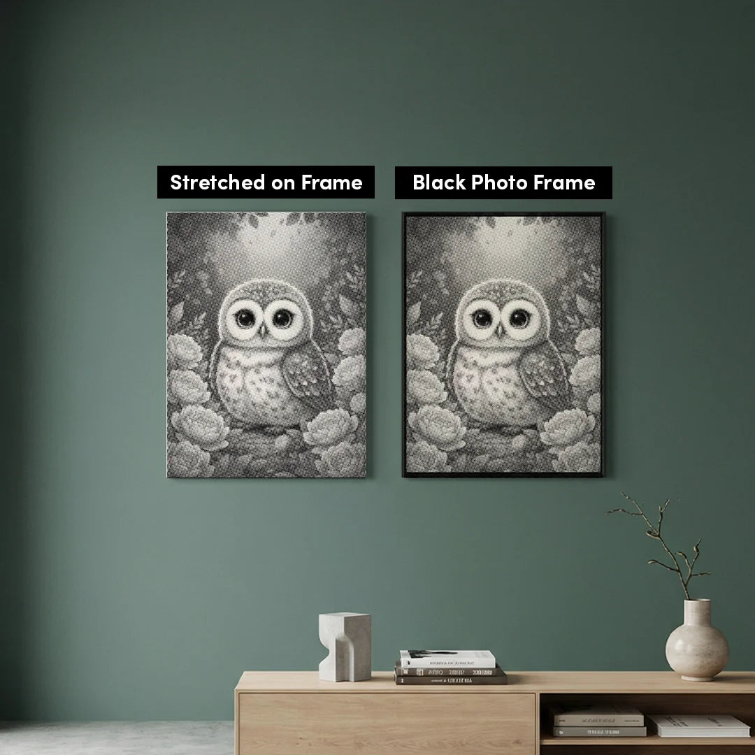 Bébé hibou avec peinture à pois de fleurs