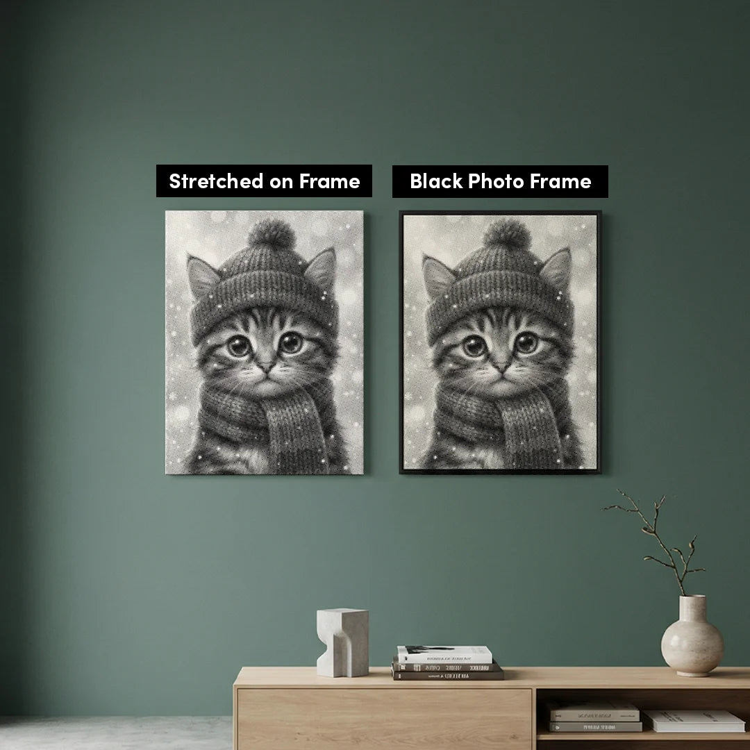 Peinture à pois de chaton d’hiver