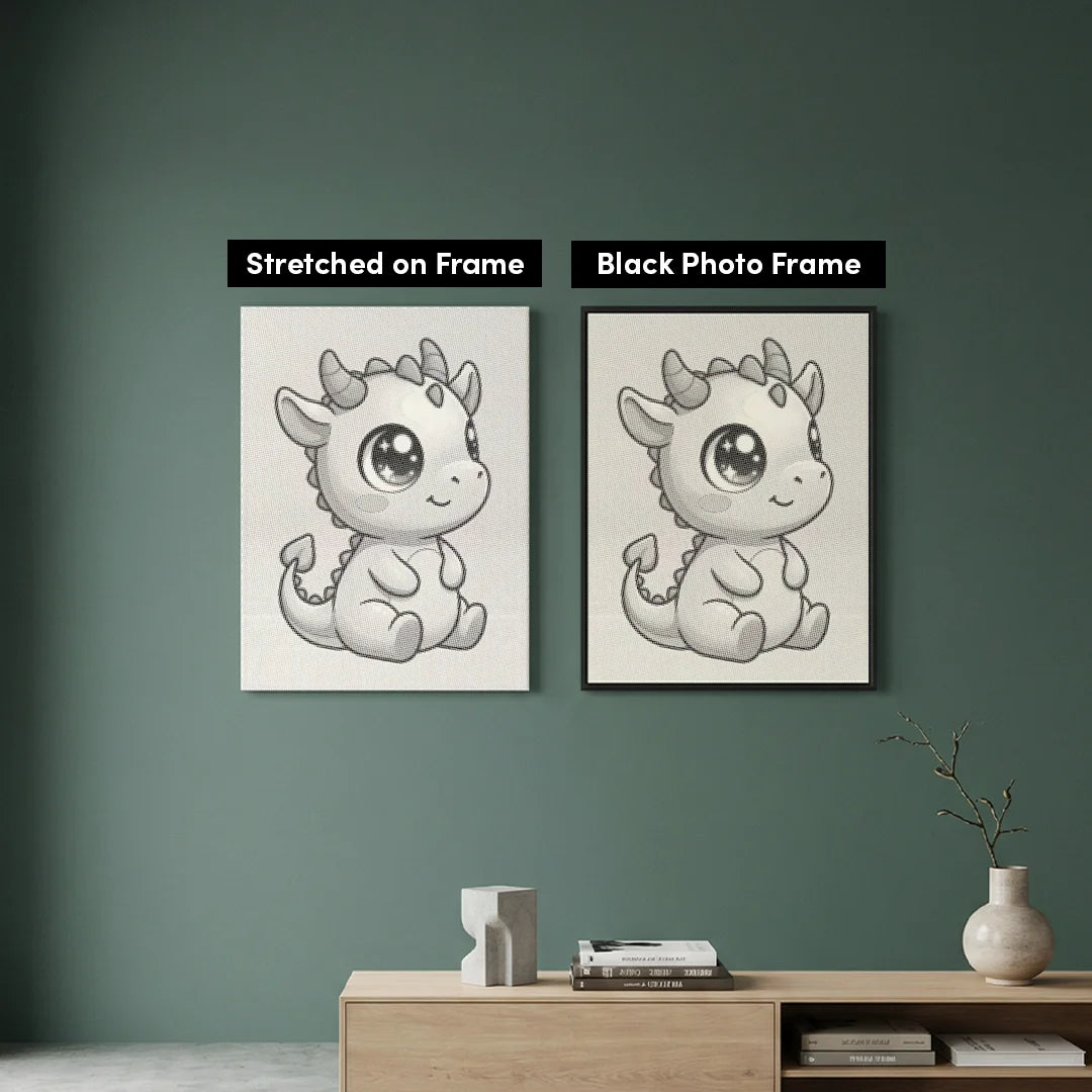 Peinture à pois bébé dragon