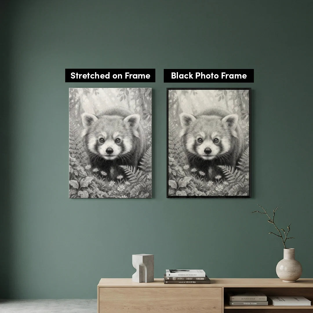 Panda roux avec peinture à pois de fleurs