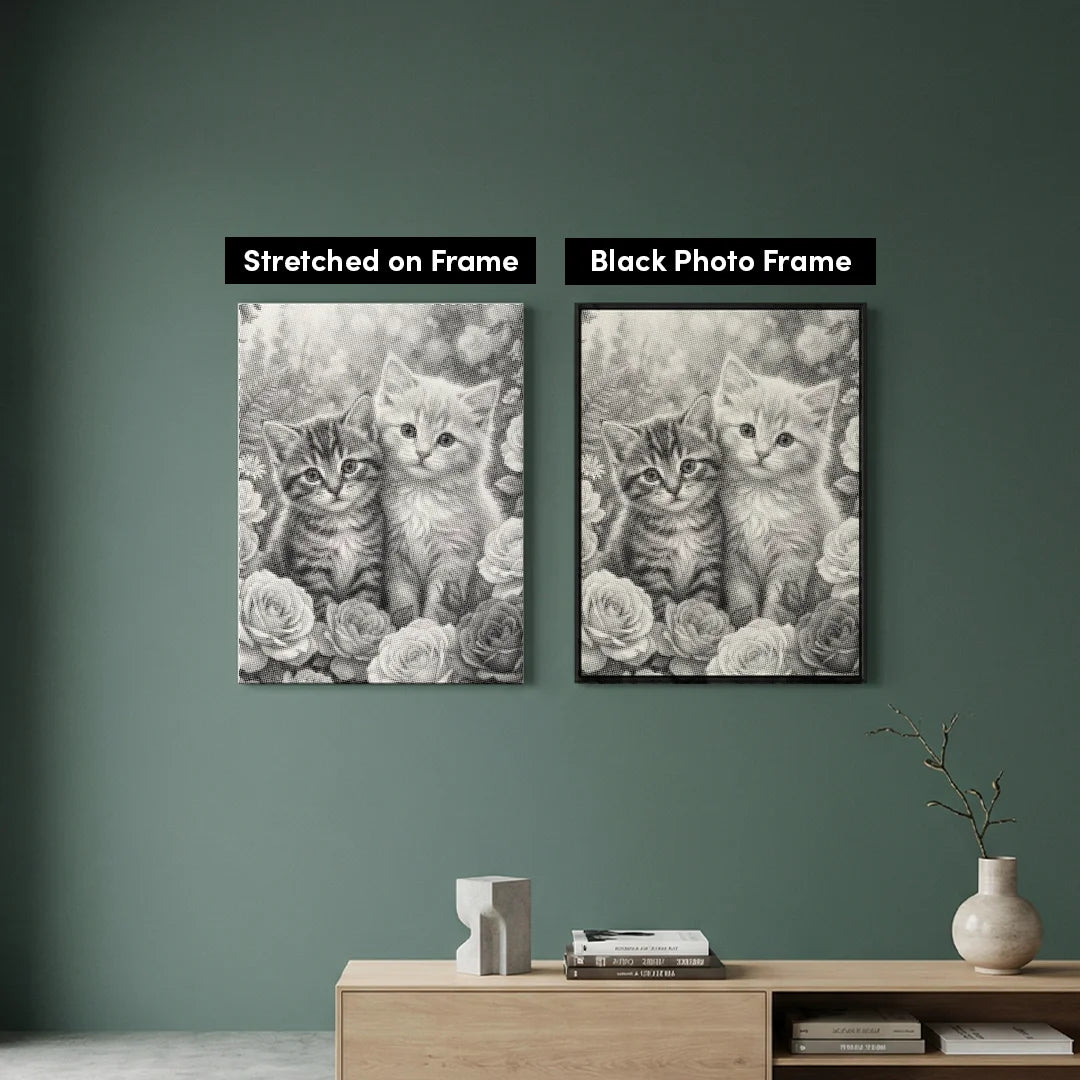 2 chatons avec peinture à pois de fleurs