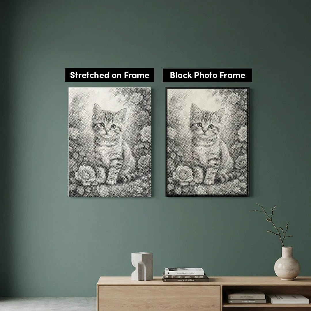Peinture à points de chat avec des fleurs