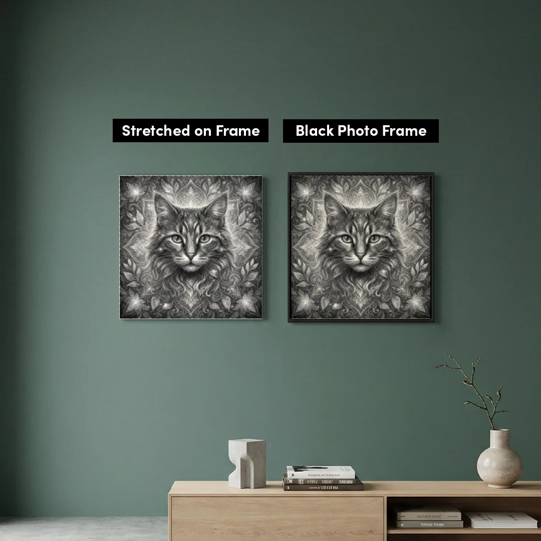 Chat avec peinture à pois de fleurs