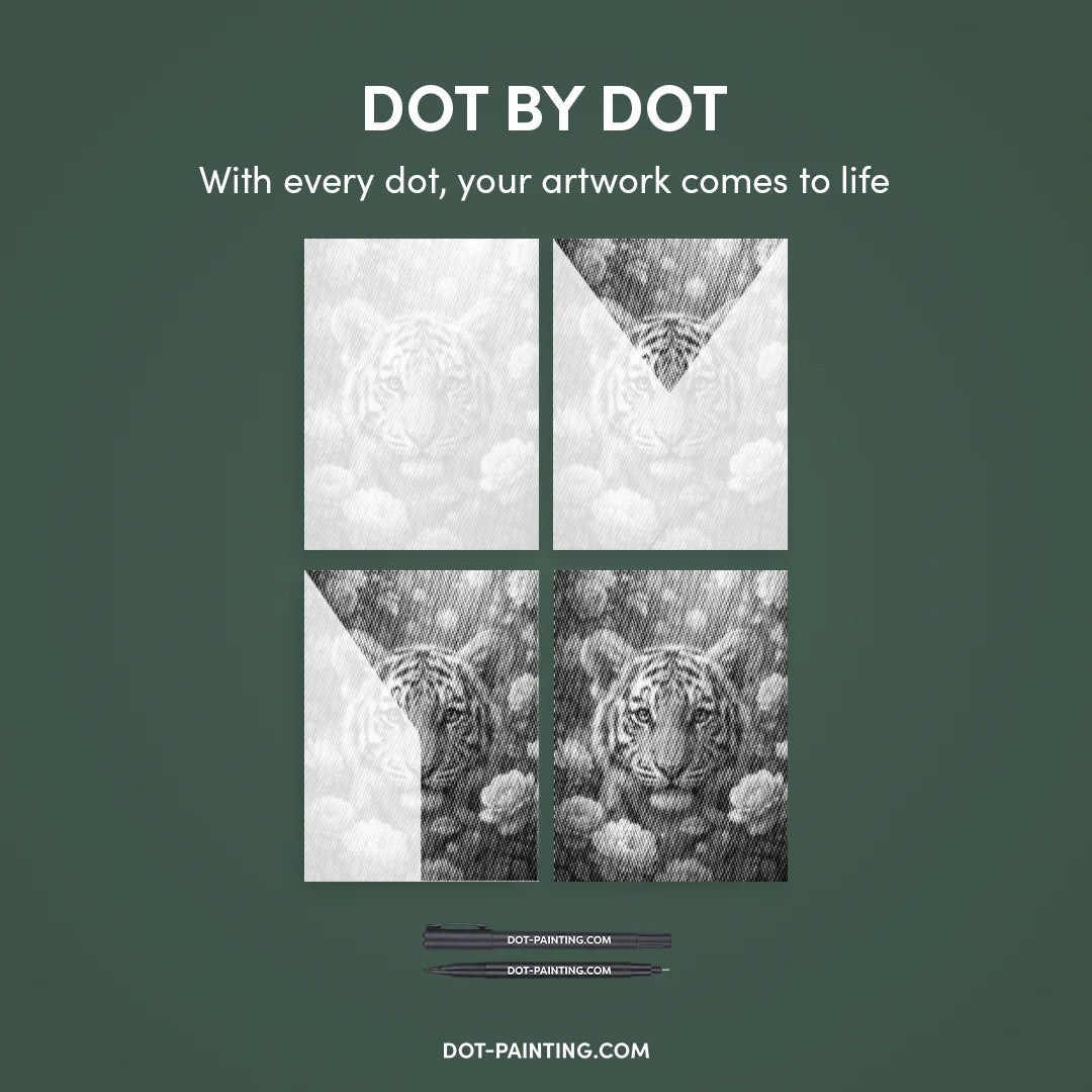 Peinture à pois de tigre avec des fleurs