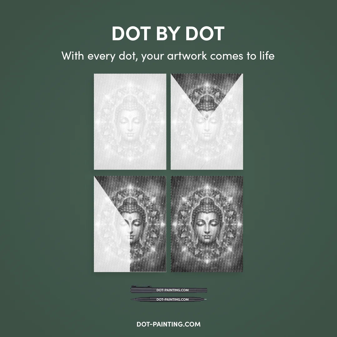 Bouddha avec peinture à pois de fleurs