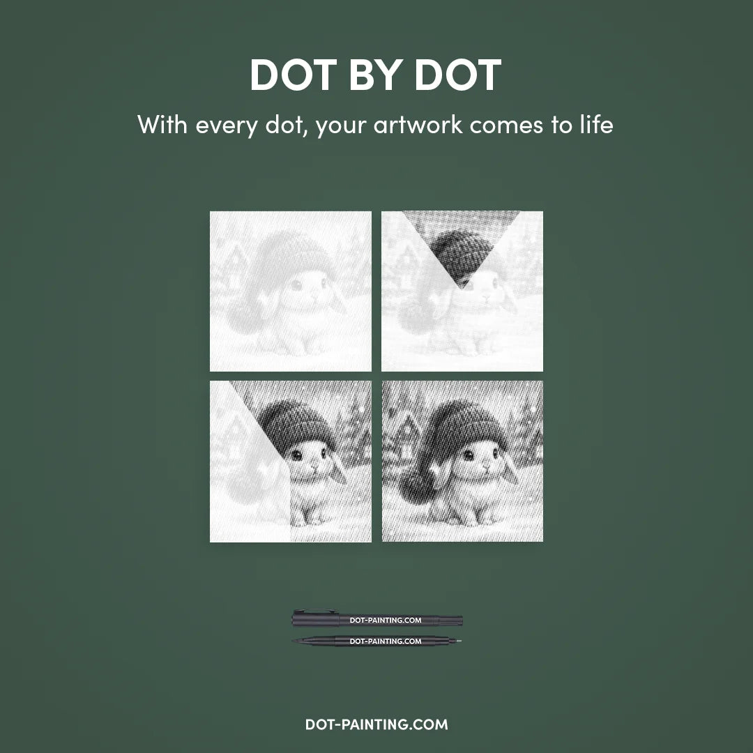 Peinture à pois de lapin d’hiver