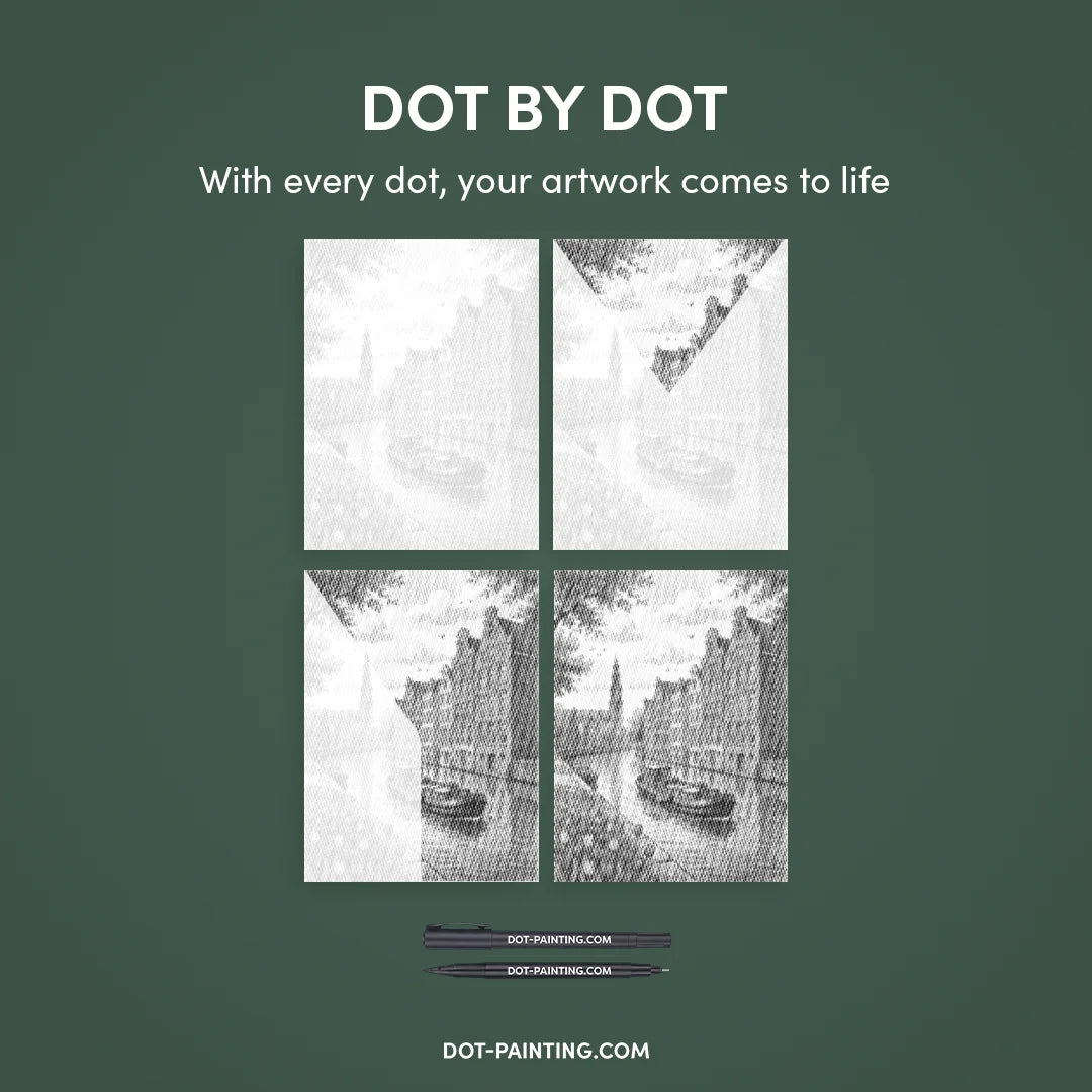 Peinture à points du canal d’Amsterdam