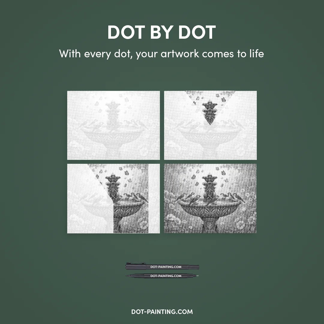 Oiseaux à la peinture à points de fontaine