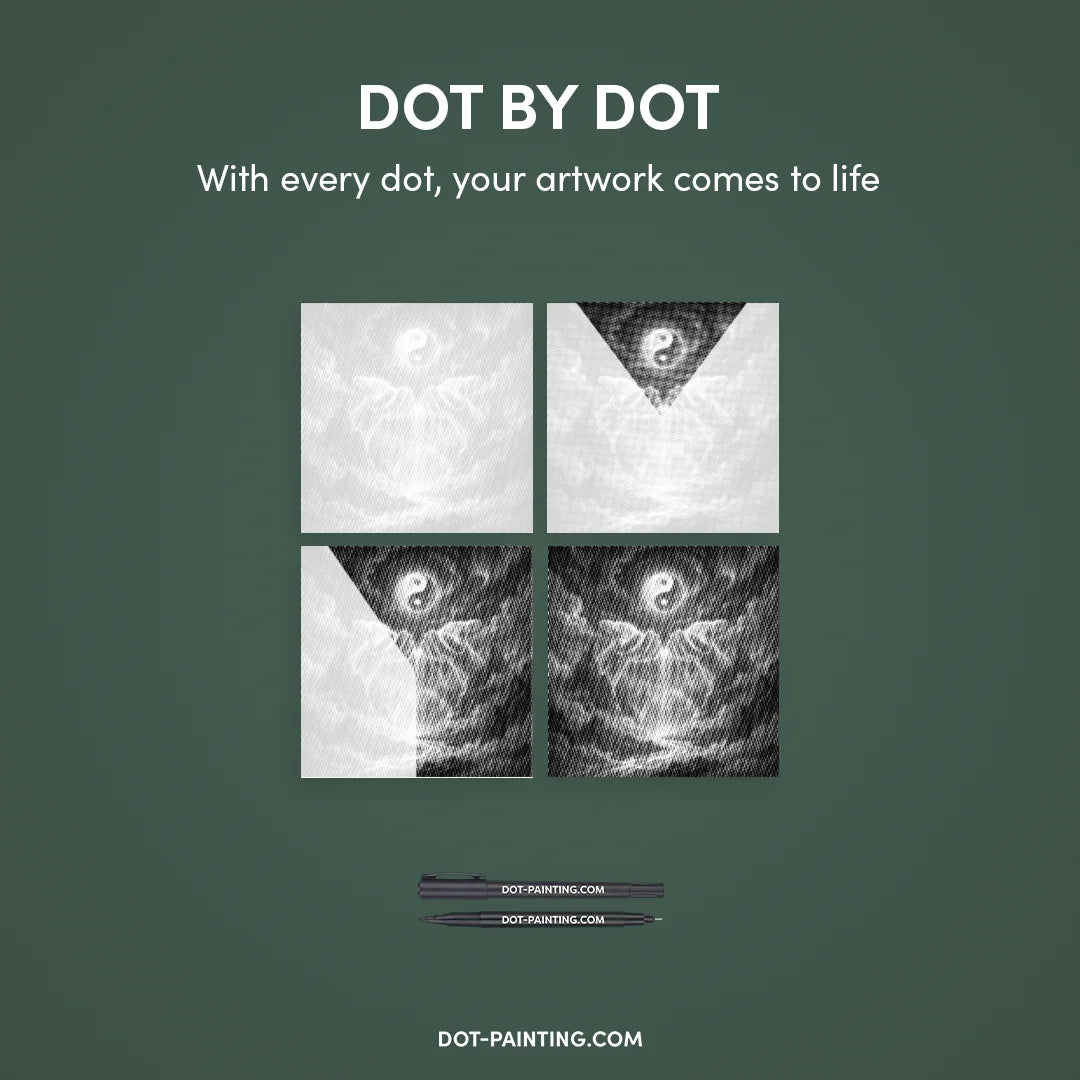 Peinture à points de cascade Ying Yang