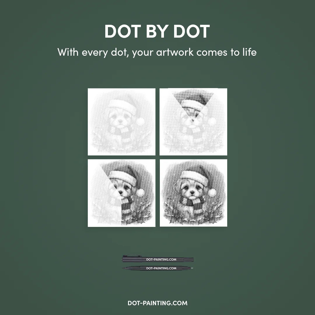 Peinture à 2 points pour chiot de Noël