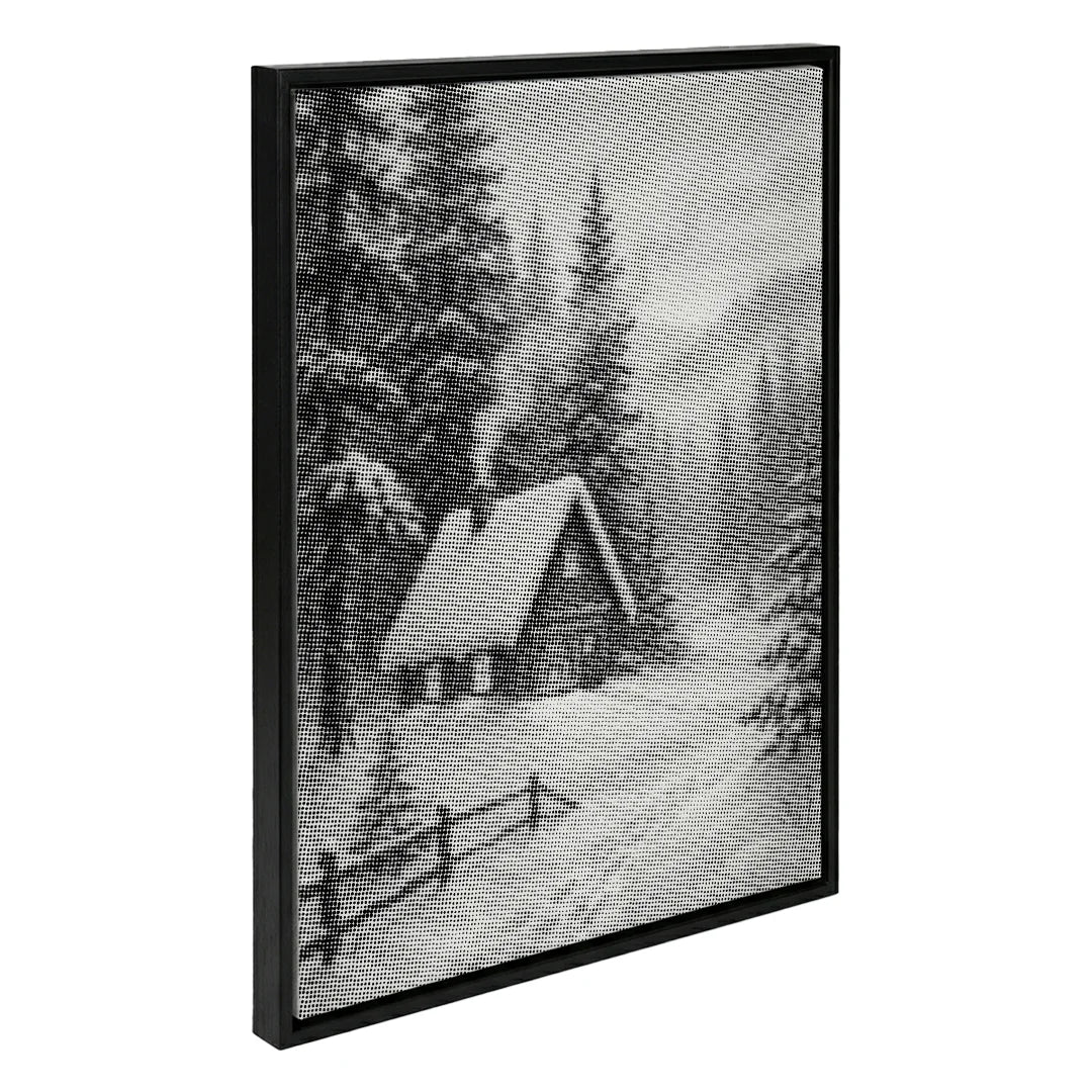 Maison confortable dans la peinture à points de neige