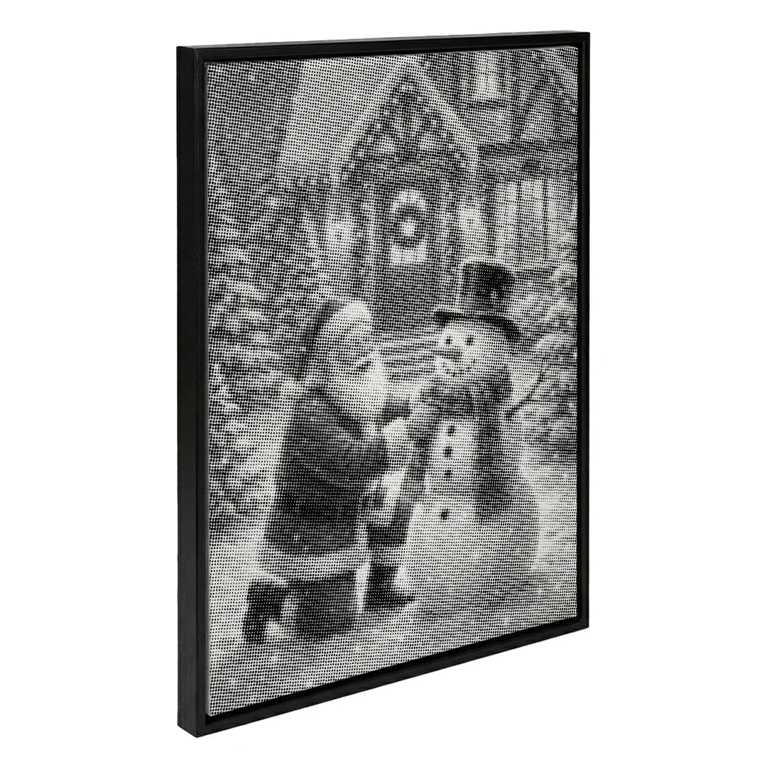 Peinture à pois du Père Noël avec bonhomme de neige