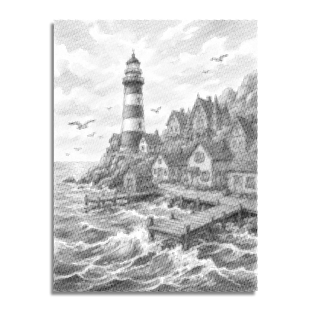 Village au phare Dot Painting