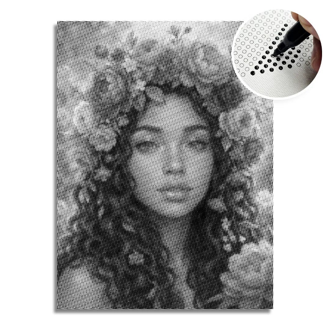 Peinture à points de femmes avec des fleurs