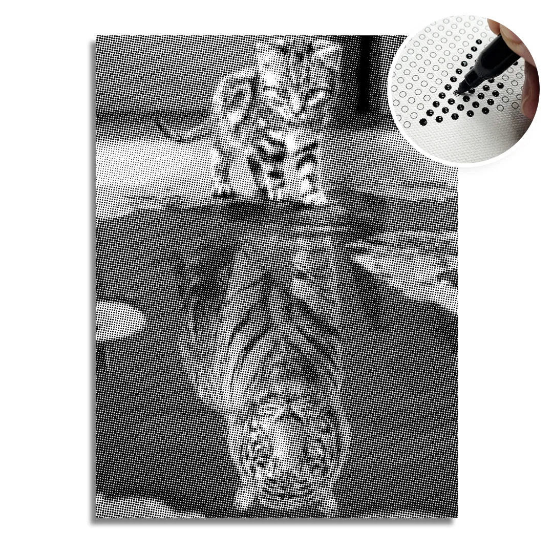 Dot Painting Chat avec Reflet de Tigre