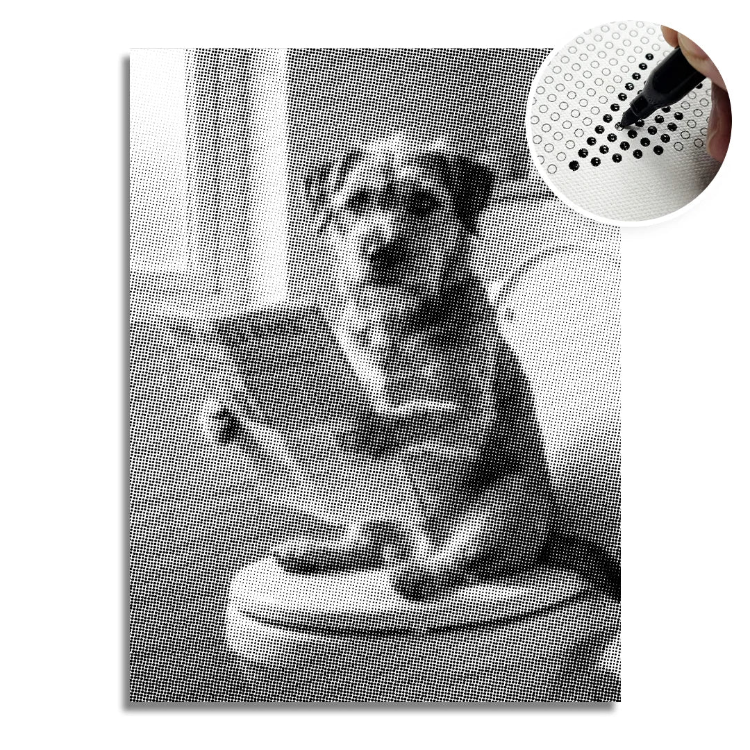 Dot Painting Chien sur des Toilettes 2