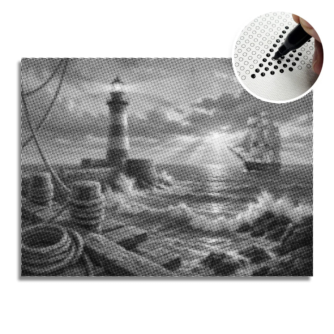 Navire au phare Dot Painting
