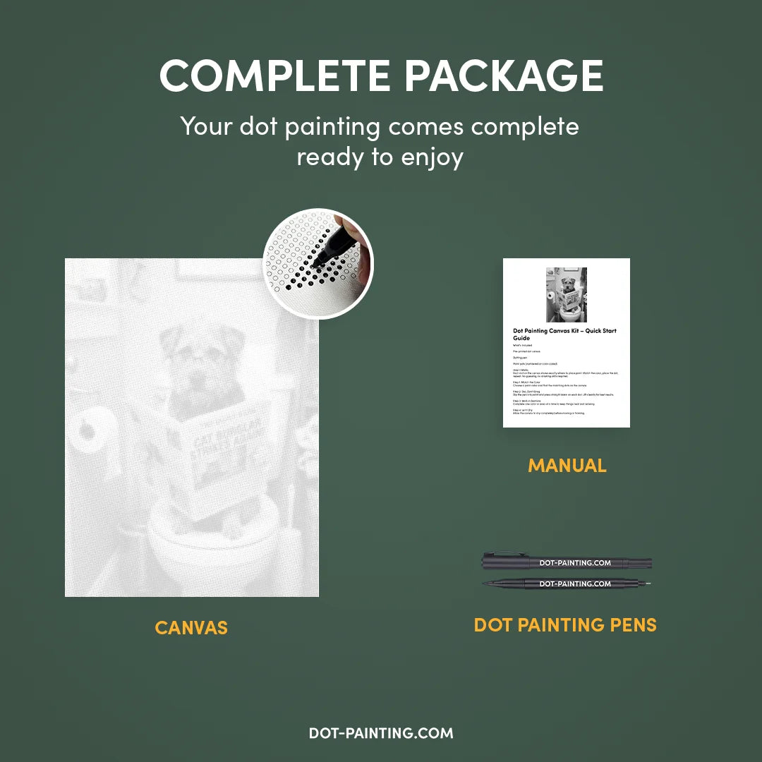 Dot Painting Chien sur des Toilettes