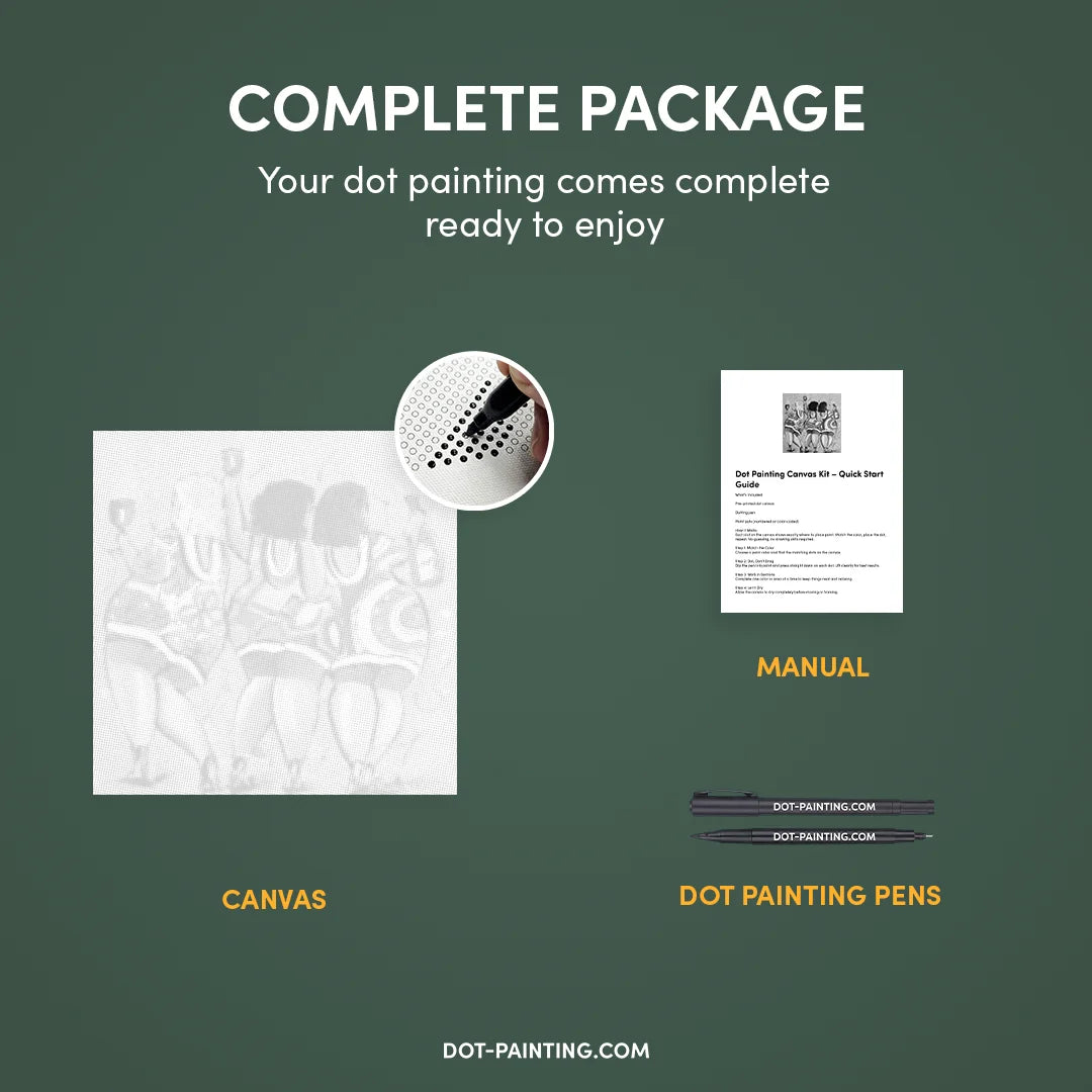 Les dames heureuses gagnent la peinture à points