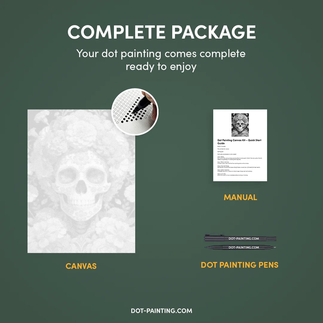 Dot Painting Tête de Mort Mexicaine