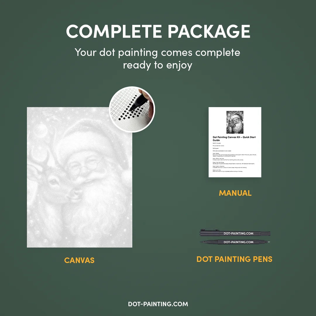 Peinture à 2 points du Père Noël avec un renne