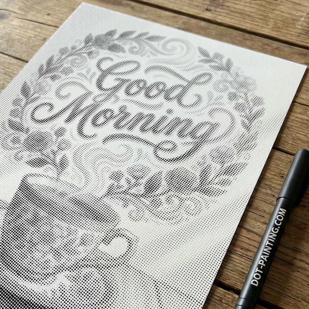 Peinture de point de café de bonjour