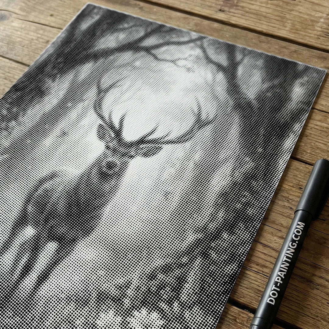 Peinture à points de cerf avec des fleurs