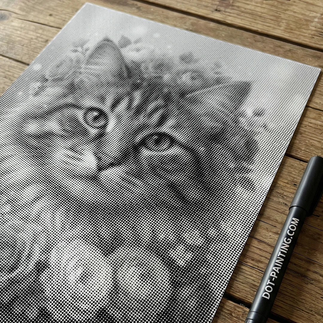 Peinture à points de chat avec des fleurs