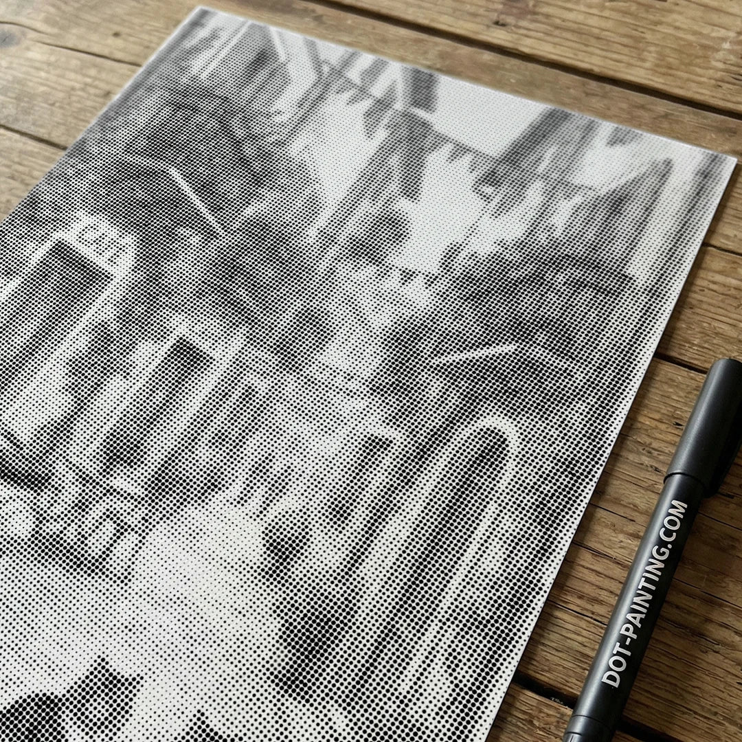 Peinture à pois de charmant village