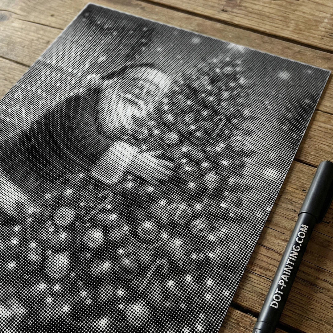 Le Père Noël décore la peinture à points de l'arbre de Noël