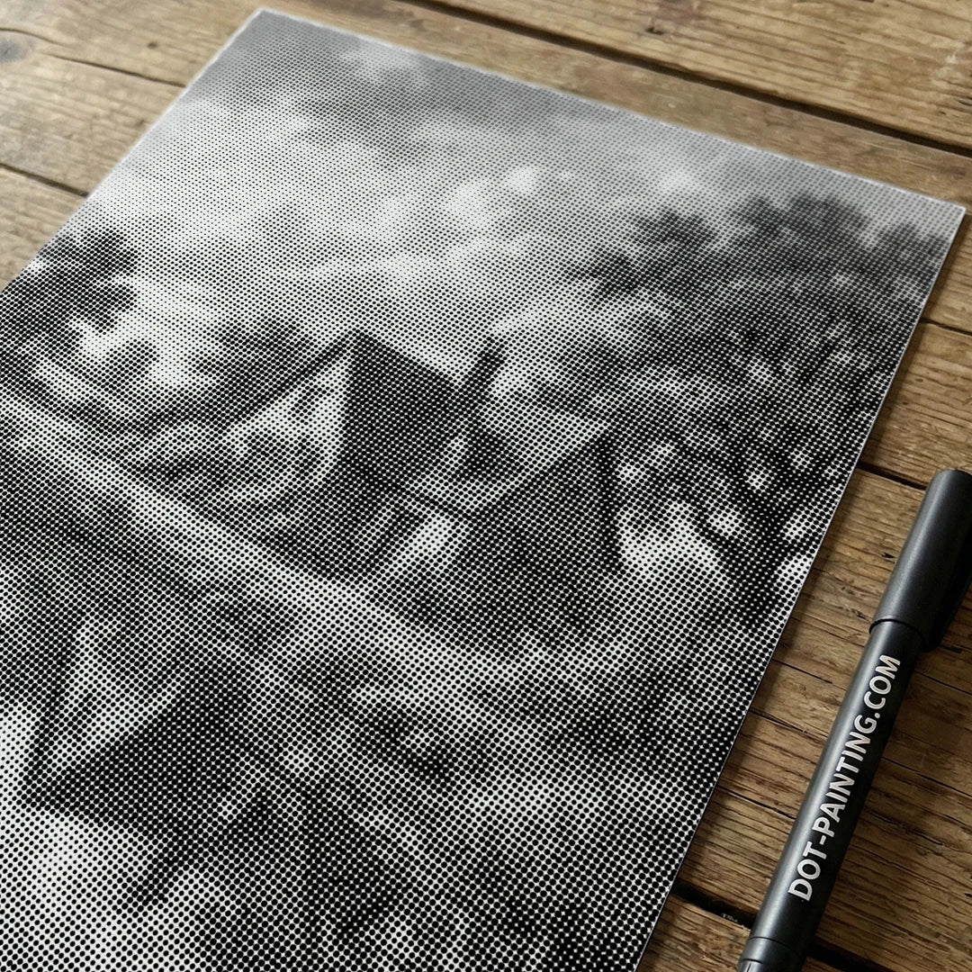 Maison sur la peinture à points Heath