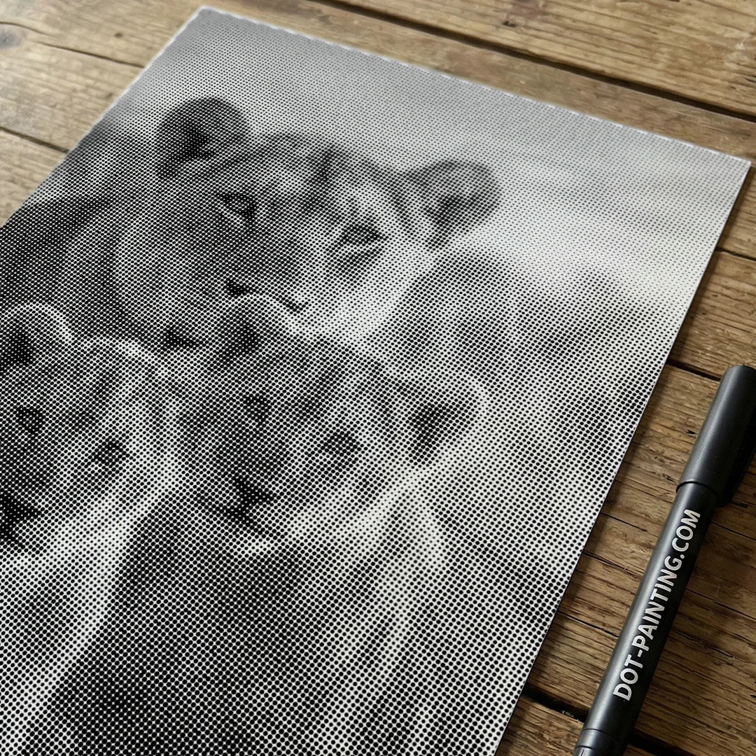 Peinture à points de la famille Lion