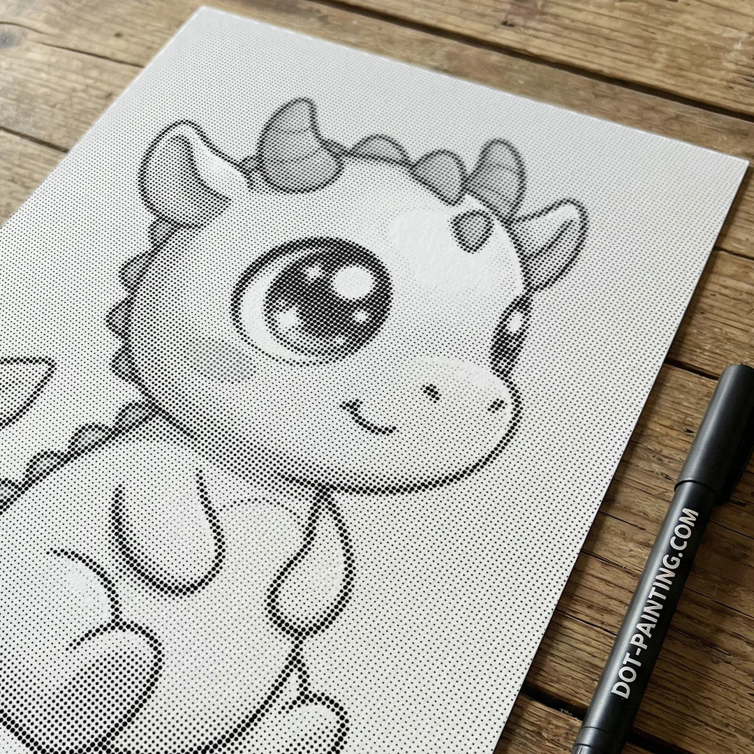 Peinture à pois bébé dragon