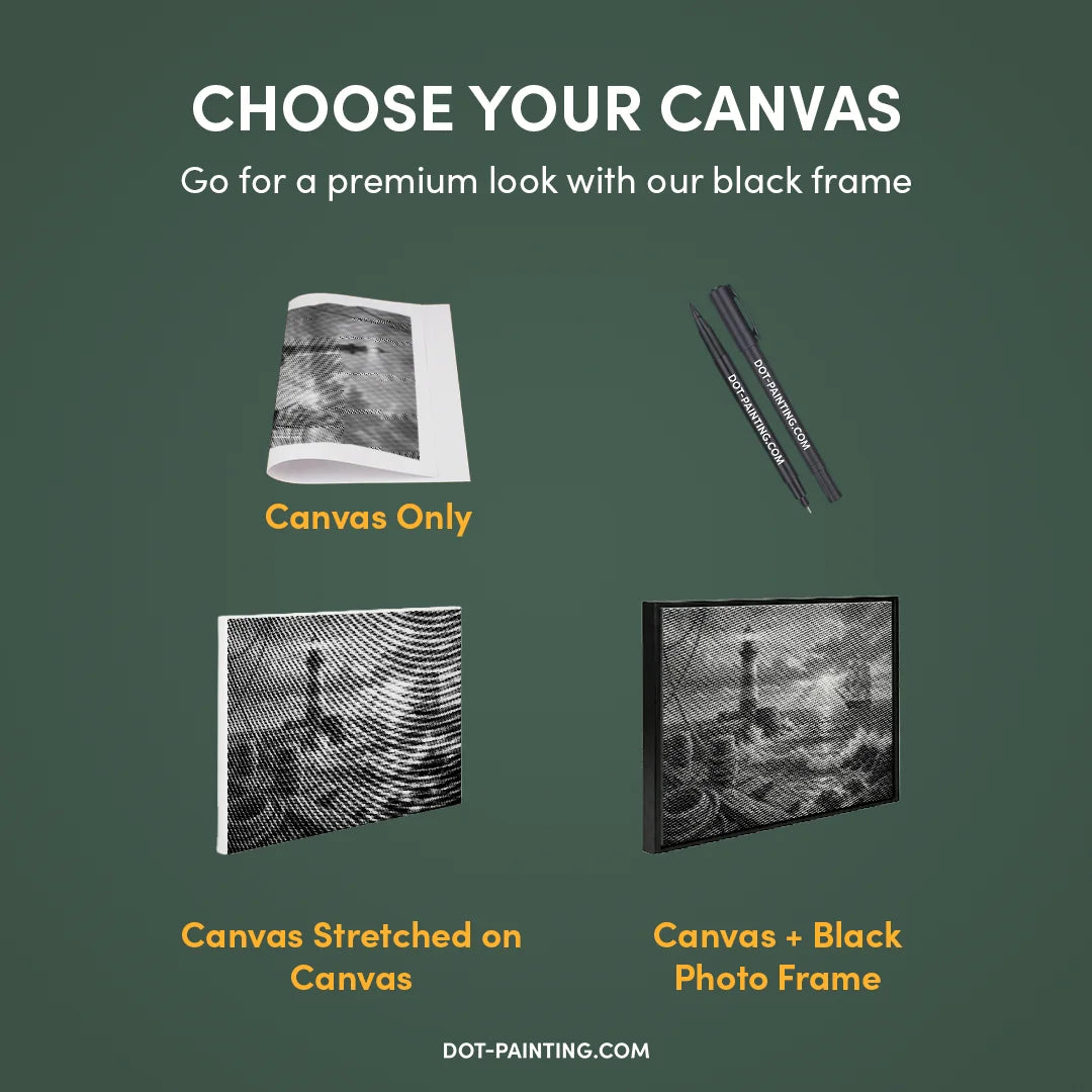 Navire au phare Dot Painting