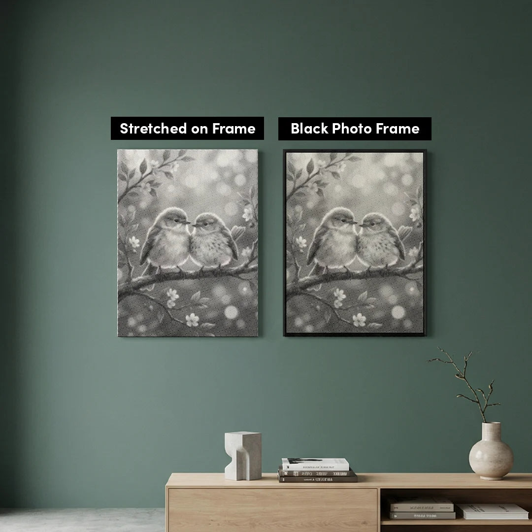 Peinture à points d’oiseaux d’amour