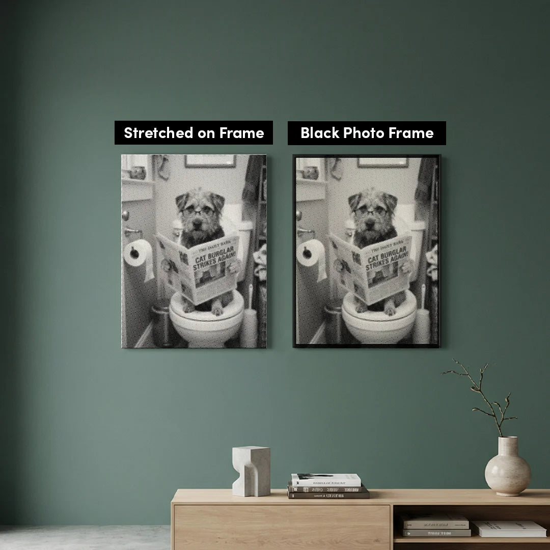 Dot Painting Chien sur des Toilettes