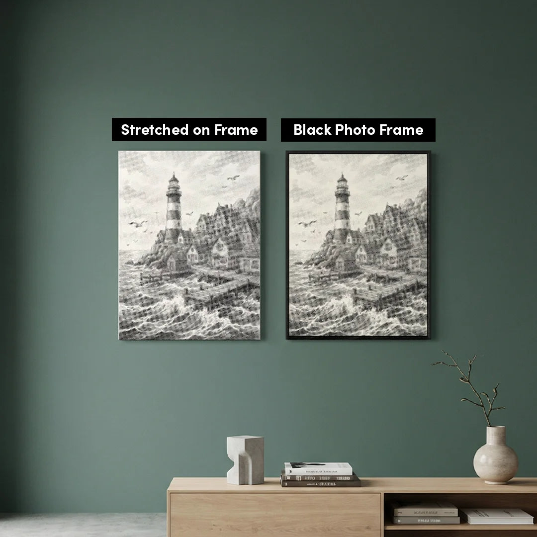 Village au phare Dot Painting