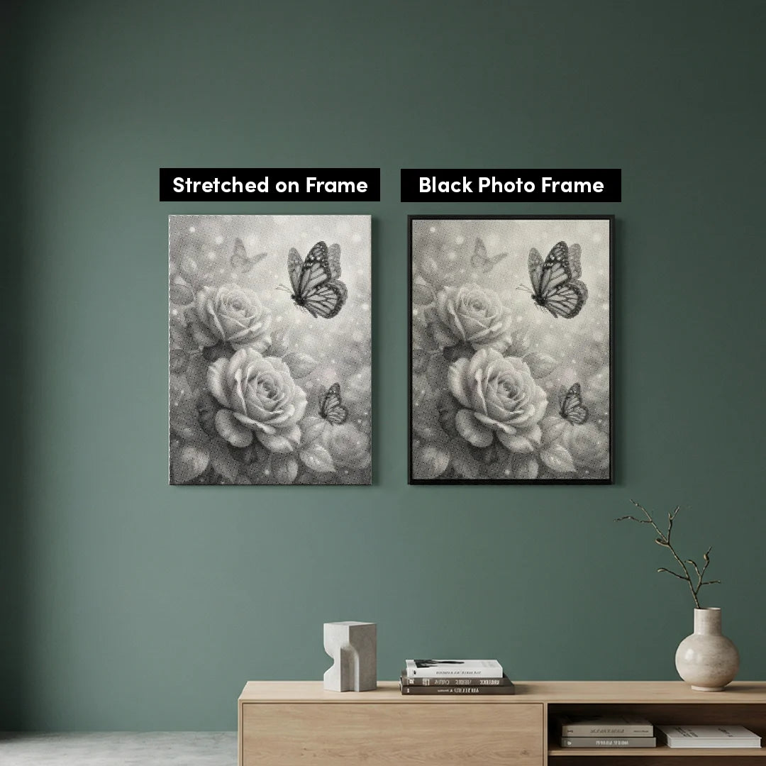 Peinture à pois papillon avec roses