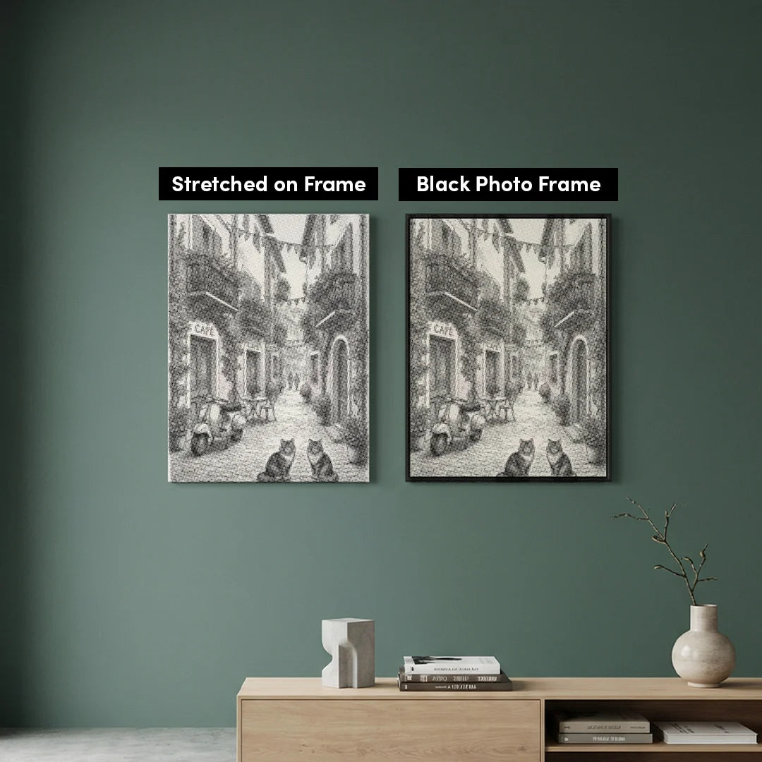 Peinture à pois de charmant village