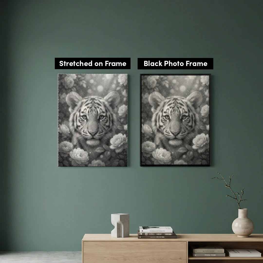 Peinture à pois de tigre avec des fleurs