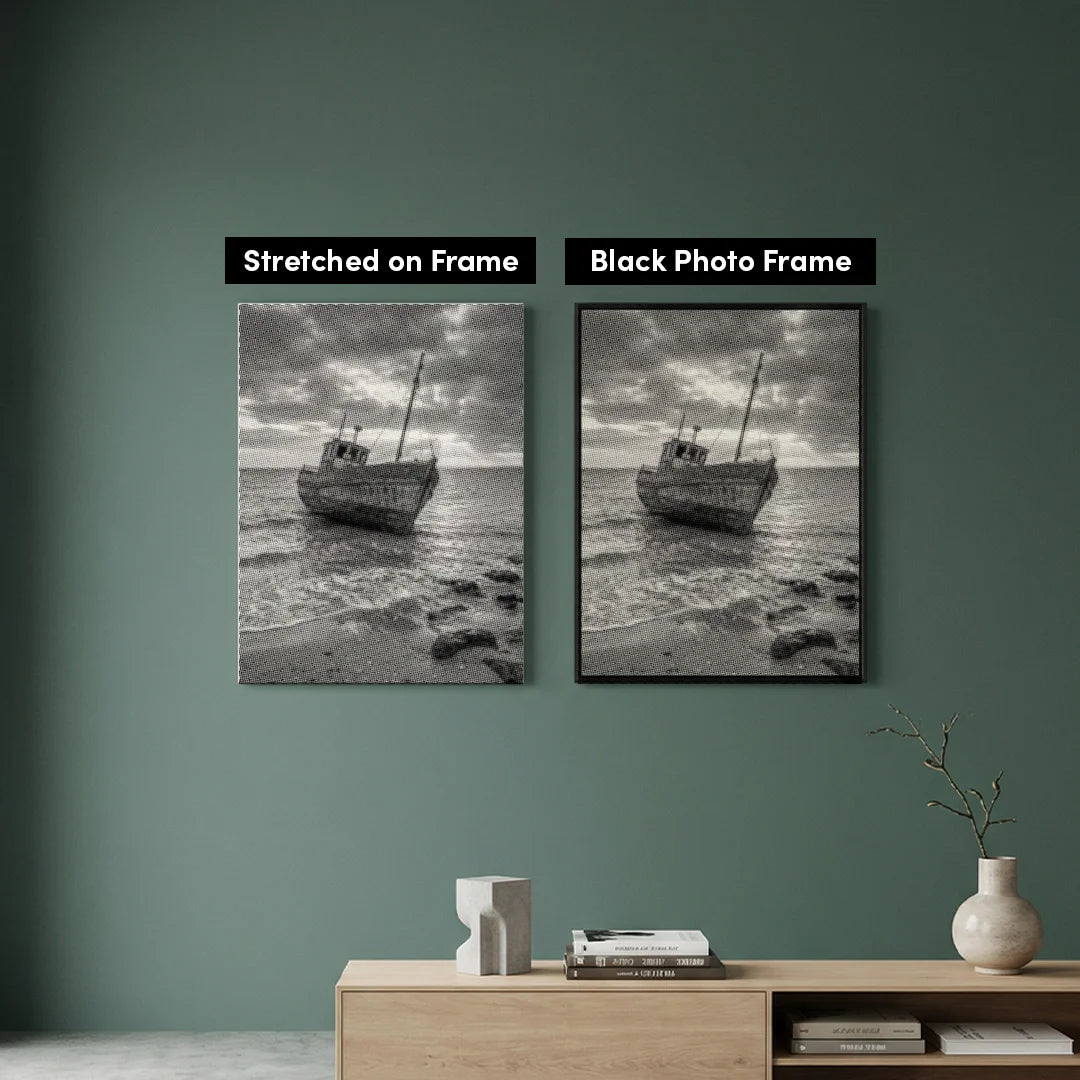 Peinture à points de vieux bateau