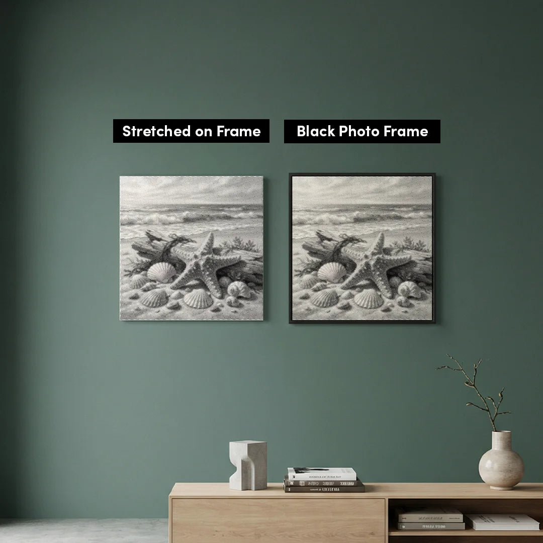 Coquillages sur la peinture à points de plage