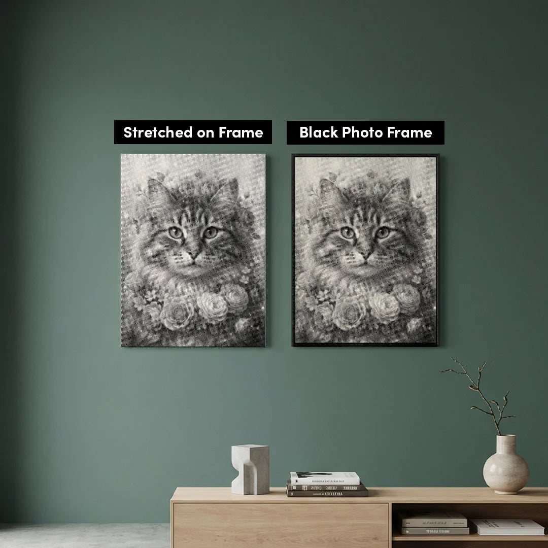 Peinture à points de chat avec des fleurs