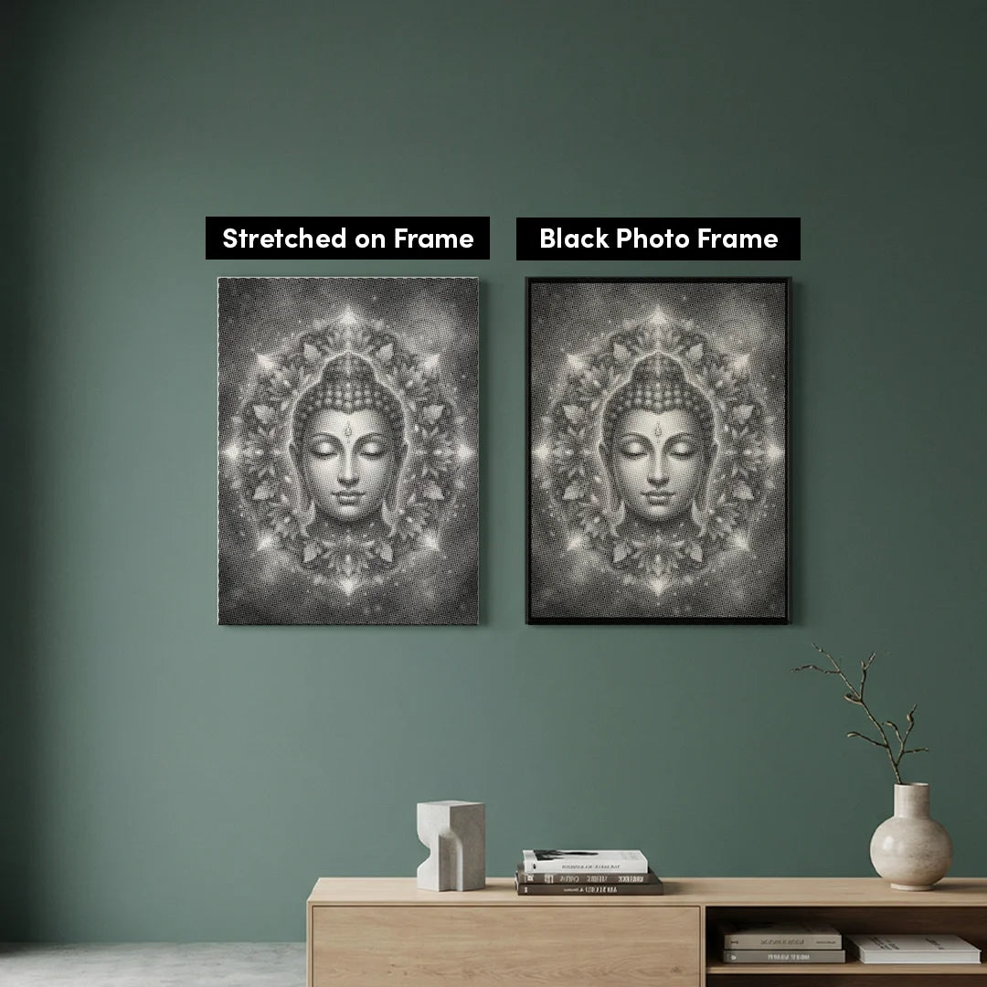 Bouddha avec peinture à pois de fleurs