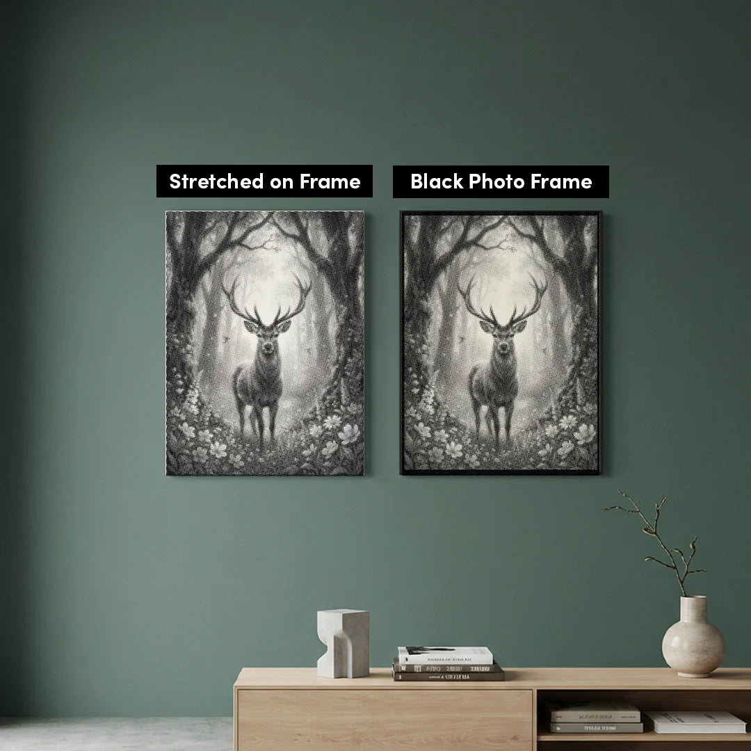 Peinture à points de cerf avec des fleurs